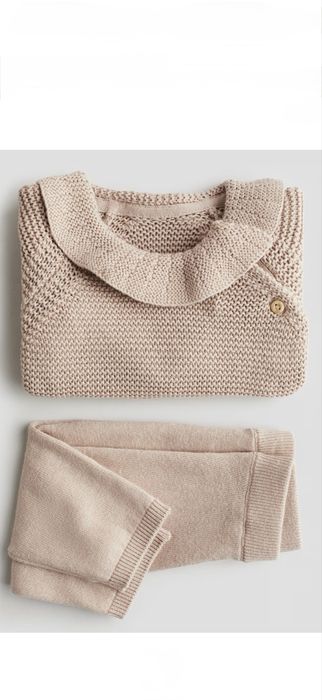 Set de 2 piese tricotate din bumbac, nou cu eticheta, H&M, marimea 68