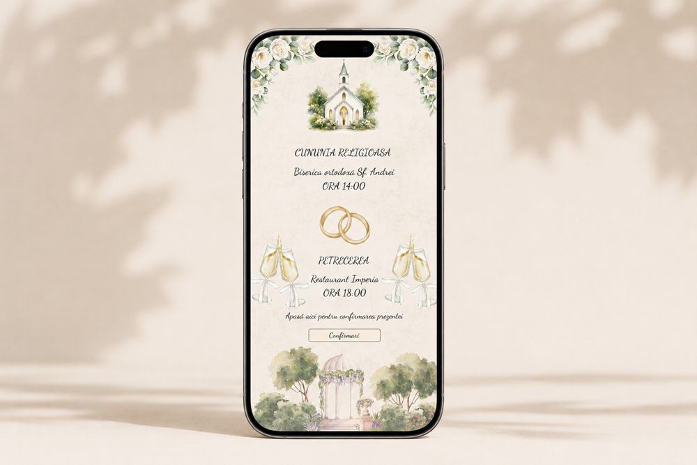 Invitatie digitala animata pentru nunta | RSVP + Google Maps