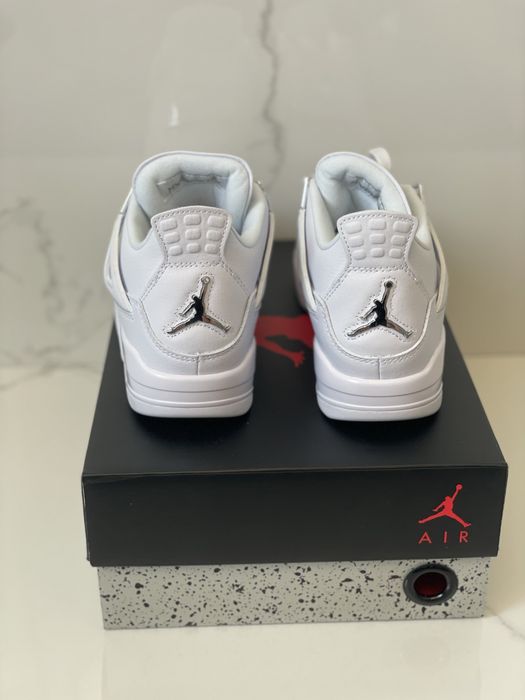 Air Jordan 4 Pure Money White Metallic Silver Full Box VerificareColet