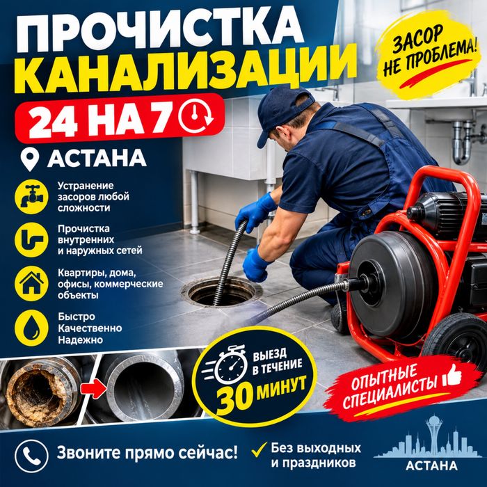 Прочистка канализаций услуги крота 24/7Сантех услуги