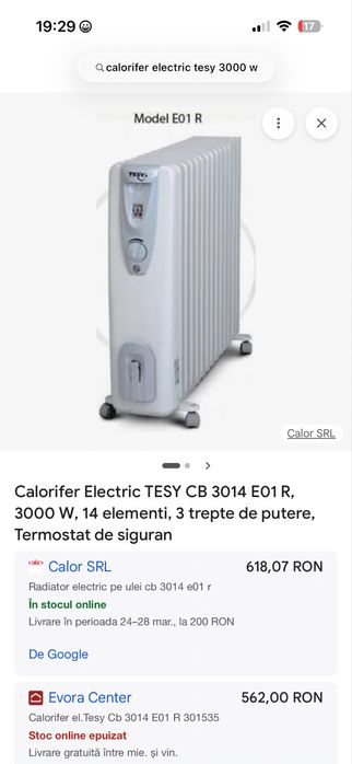 Calorifer electric tesy 3000w