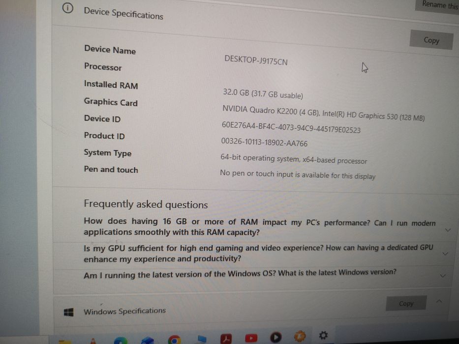 pc hp  i7 8gb x4 ddr4 2400  ram   500 gb hdd placa  video k 2200