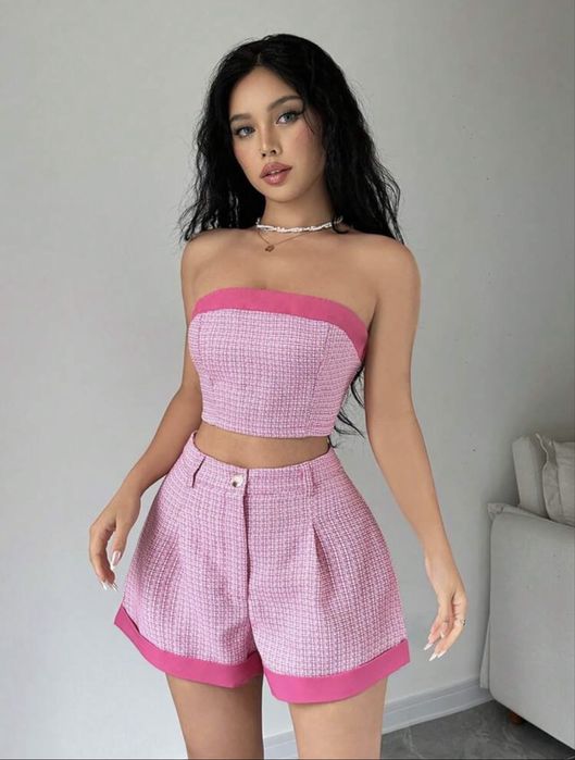 Къс розов сет Shein