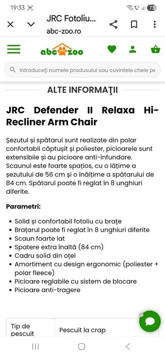 Scaun de pescuit JRC