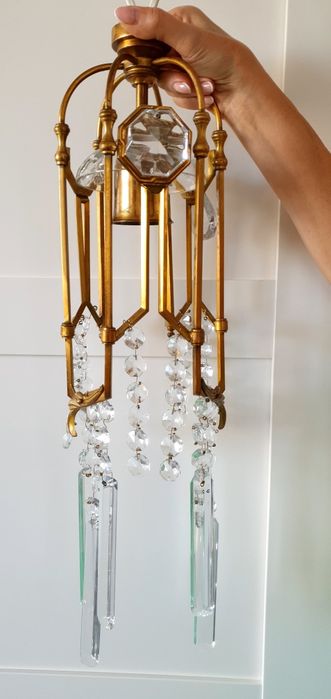 Lustra Bronz si cristale Candelabru vintage aplica obiect iluminat