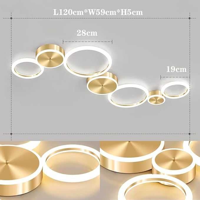 LED лед таванн полилей Златисто димируем всекидневна Спалня Трапезария