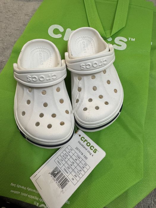 Детские белые crocs, унисекс, размер 26(150мм)