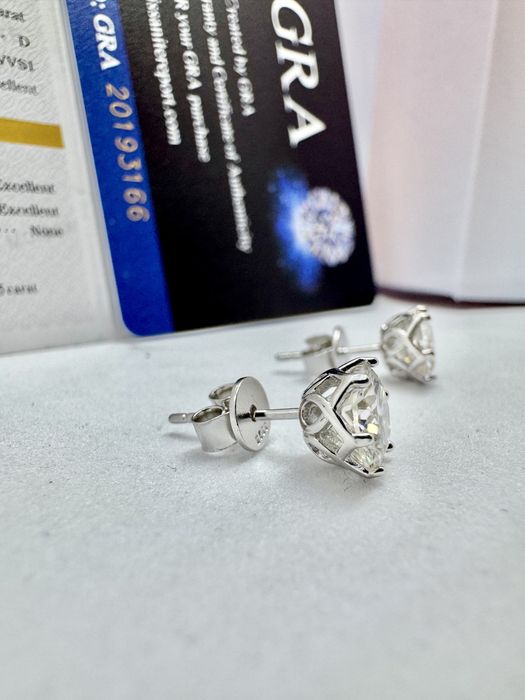 Сребърни обеци с мойсанит (Диамант) 1 карат