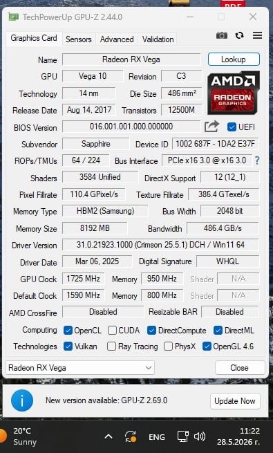 Radeon RX Vega 56 Sapphire Nitro+ 8GB видеокарта