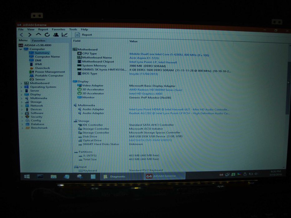 Dezmembrez Acer Aspire E1-572G i5-4200U 1.6Ghz, functional