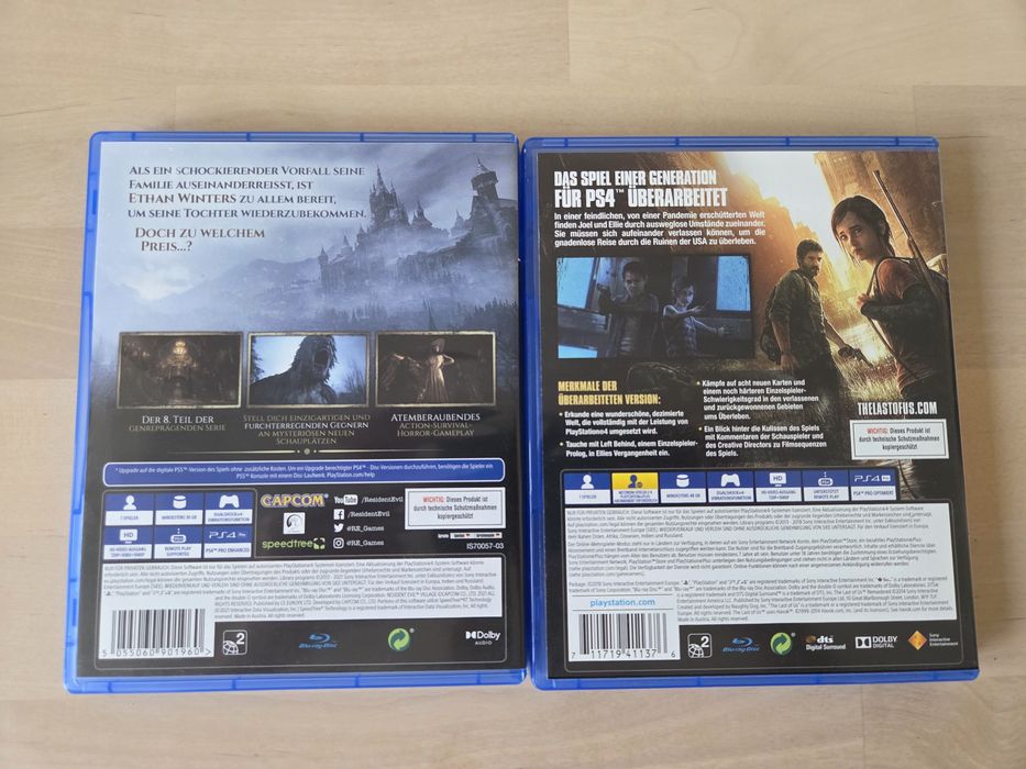 PS4 игри: Resident Evil Village и The Last of Us Remastered (Отлично състояние)