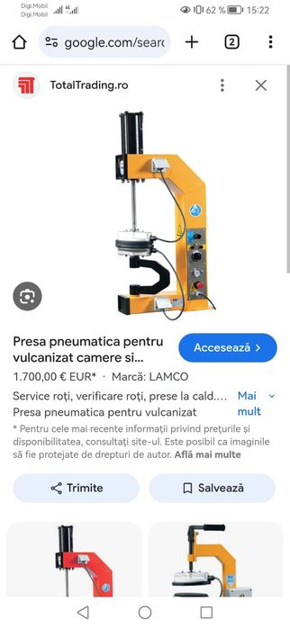 Vând presa pneumatica pentru vulcanizare