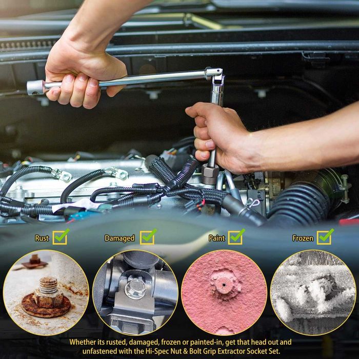 Set Extractoare Suruburi 14 PieseChromeMolibden,Adaptor 1/4 la 3/8 Hex