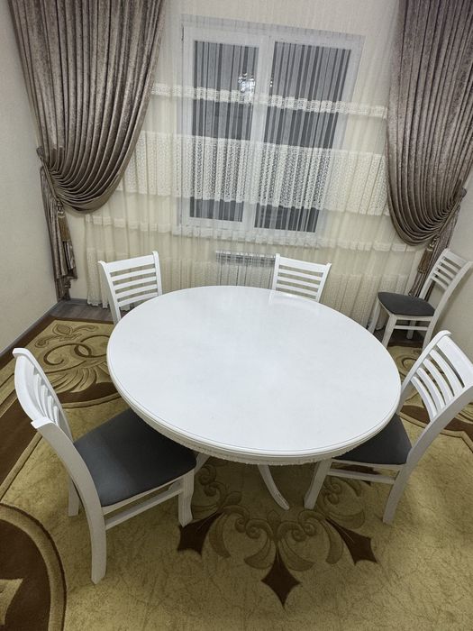 Стол стул МДФ материал калин ва жуддаям кулай 6та стули хам бор