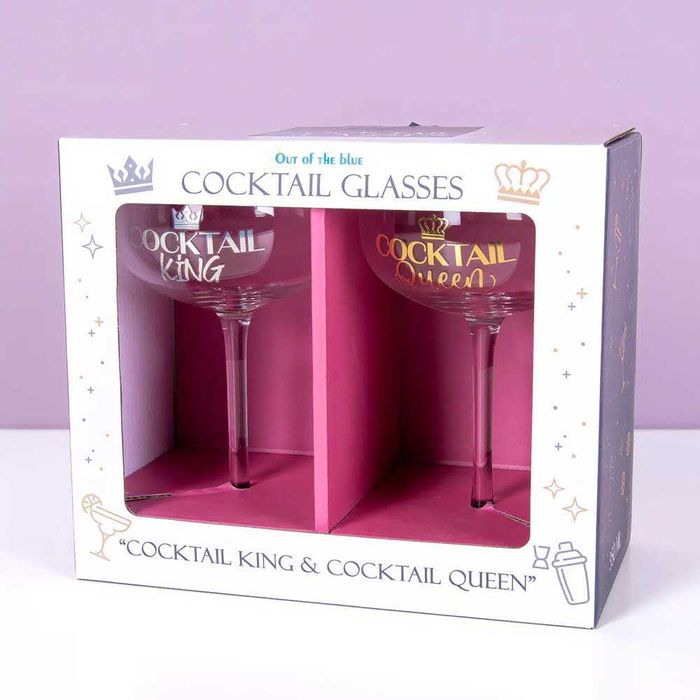 Комплект коктейлни чаши за двойка - Крал и Кралица