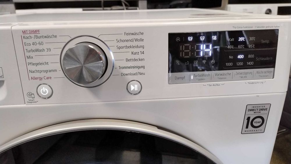 A+++ Пералня машина LG-ЛГ 8 кг 1400 об/мин Steam TurboWash 39"