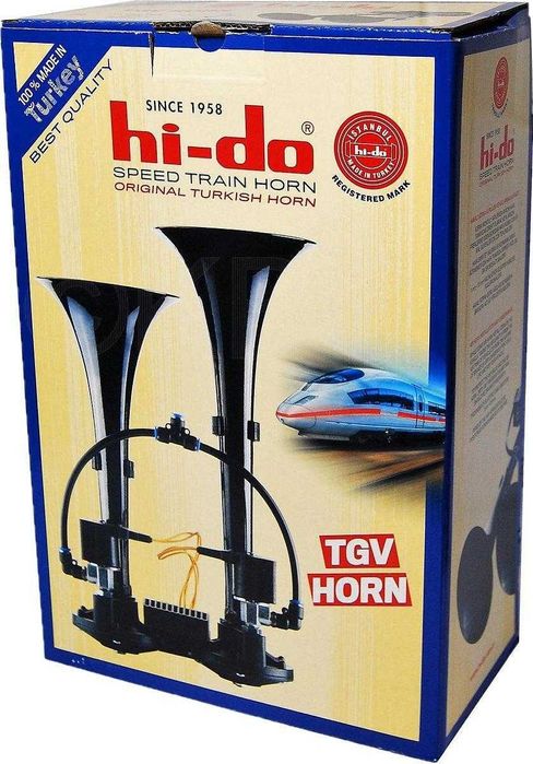 Тромба 12V, 135db, клаксон TGV HI-DO, с две мелодии, черна