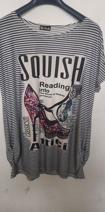 Дамска блуза с принт и райе