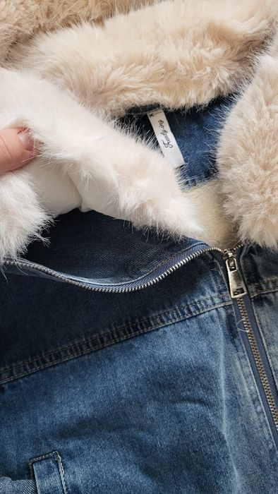 Дамско яке от деним и пух
