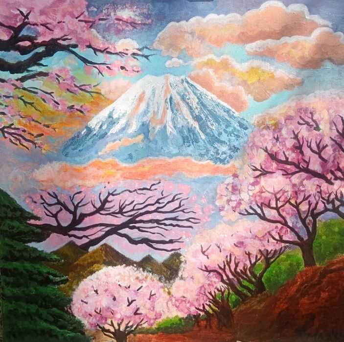 "Изгрев над Фуджи и цъфналите вишни"