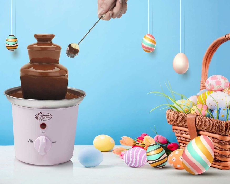 Шоколадов фонтан Bestron, 3 нива розов, 15,5x15,5x24,5см 60W
