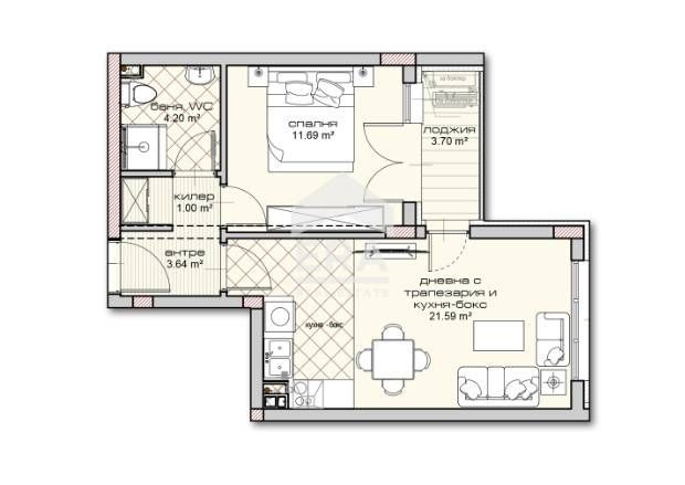 Двустаен апартамент в новострояща се кооперация пред Акт 14, в кв. "Вл