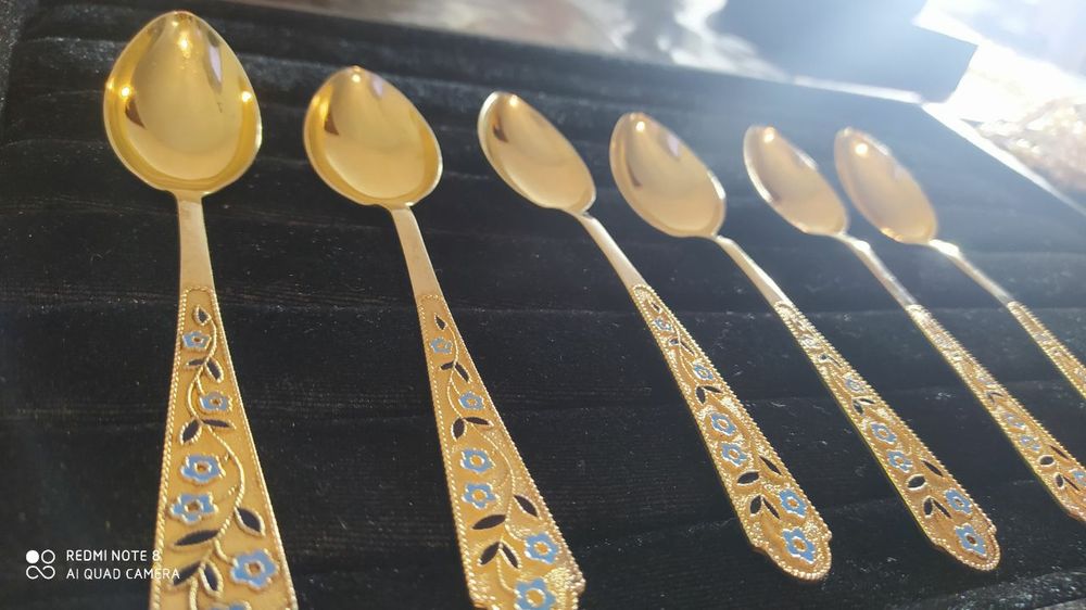 Столовые ложки.серебро 875 пр.с позолотой.