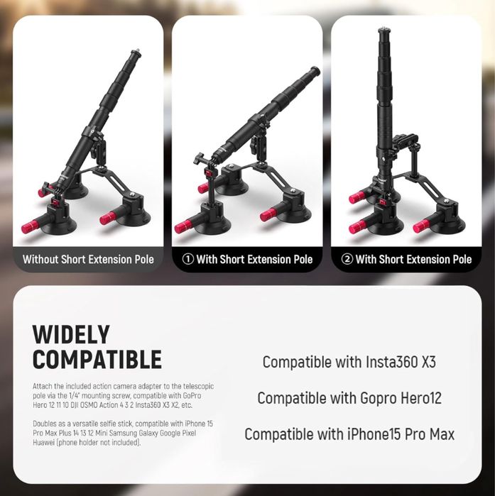 Риг за кола. Osmo. Go pro. Insta 360. Ace pro. Iphone. камера. екшън