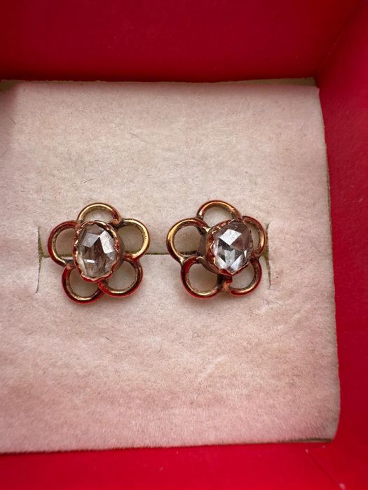 Cercei din aur 14 k si diamante naturale