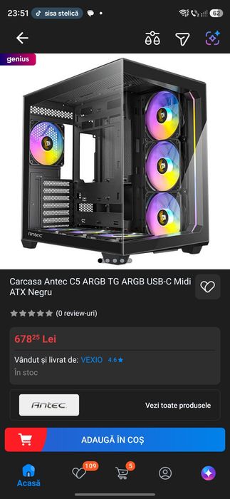 Carcasa Antec C5 ARGB TG ARGB USB-C Midi ATX Negru