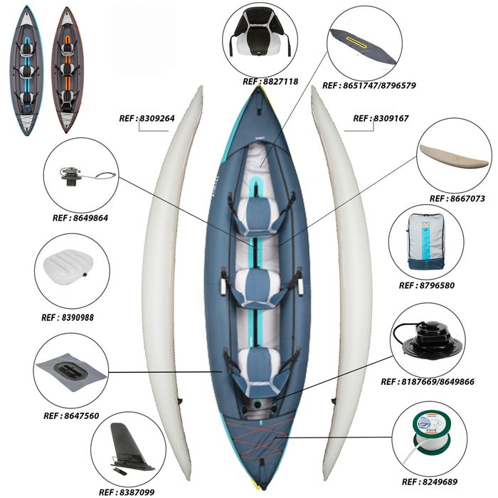 Caiac-canoe gonflabil pentru plimbări 2/3 - produs resigilat Decathlon