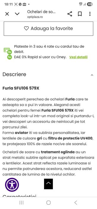 Ochelari de soare Furla,originali.