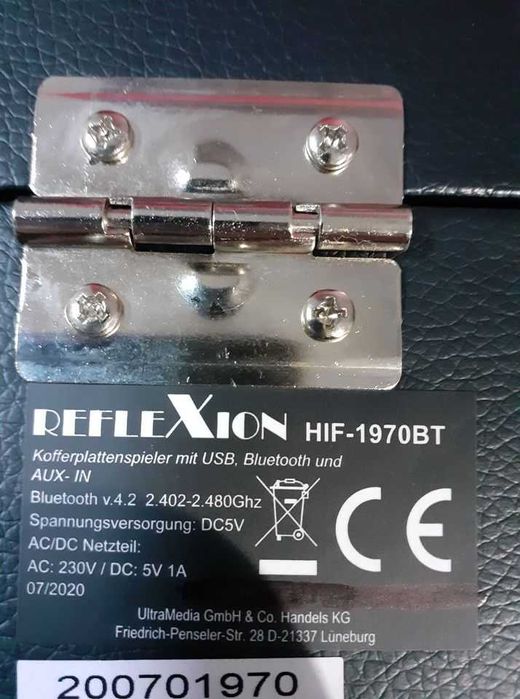 Ретро Грамофон с плочи Reflexion hif 1970 bt USB, 3,5 mm AUX-IN, BLUE