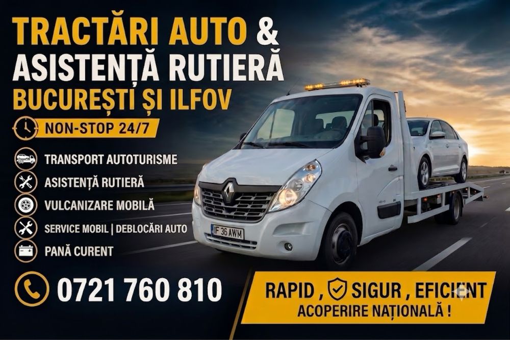 Tractari auto Bucuresti 24/7 | Sector 1,2,3,4,5,6 | Tractari Auto Ilfov NON STOP