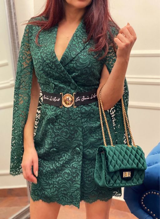 AVIN дантелена рокля в зелен цвят