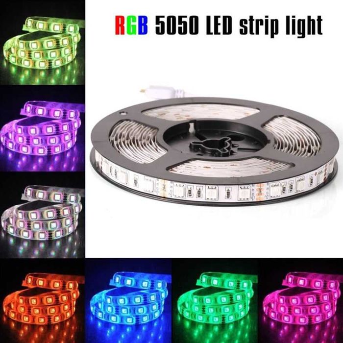 RGB LED лента 5050 светеща лента, 5 метра с дистанционно