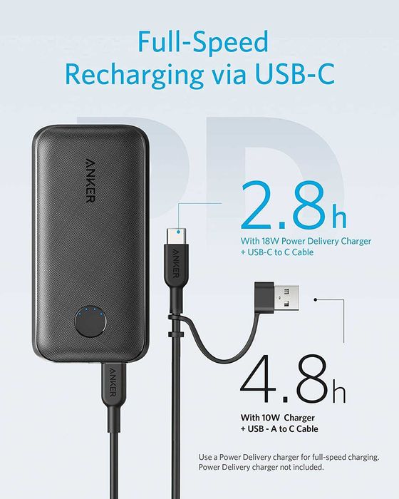 Anker PowerCore 10000 Redux[Upgraded]-USB-C батерия