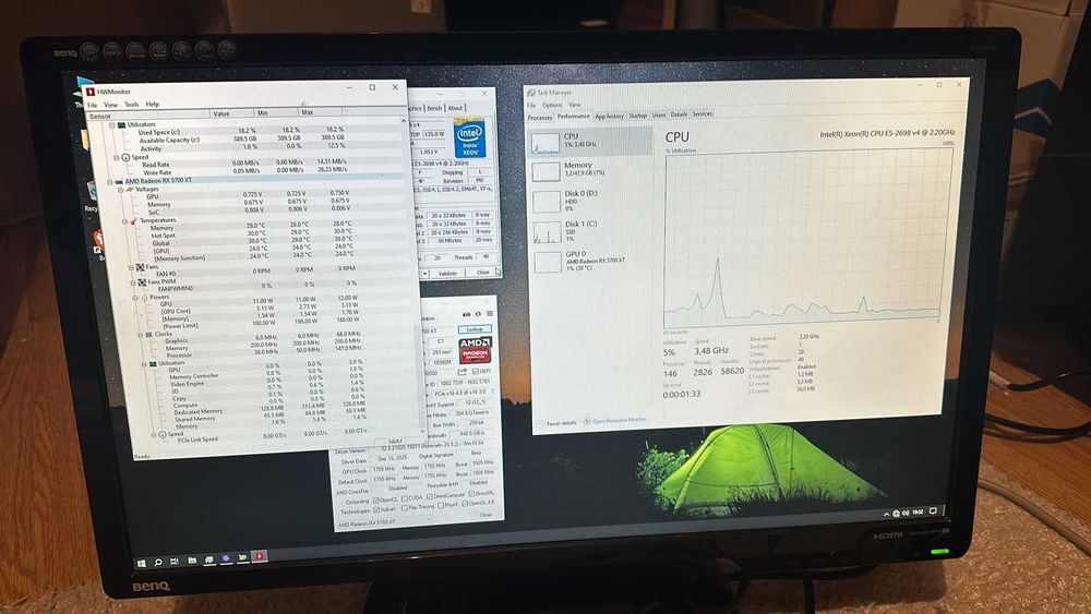 PC gaming 20 Nuclee E5-2698V4 48GB Ram SSD 500 3 TB HDD RX 5700XT 8GB