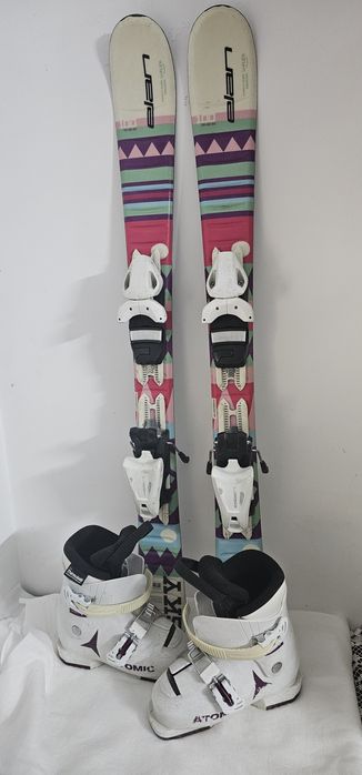 Schi Elan100 cm  și clapari Atomic copii 6-7 ani
