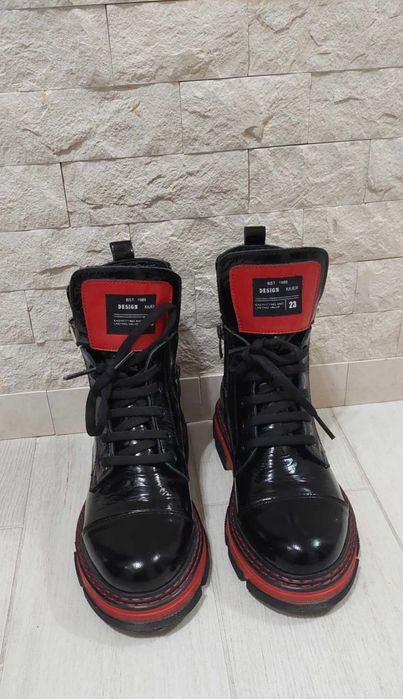 Боти от естествена кожа-лачена-37 номер