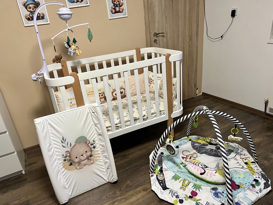 Кошара Монако + матрак + играчка за кошара + активна гинастика