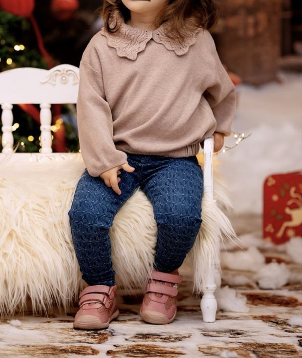 Pulover Zara cu guler si jeggings H&M, 98 cm, 2-3 ani - ca noi