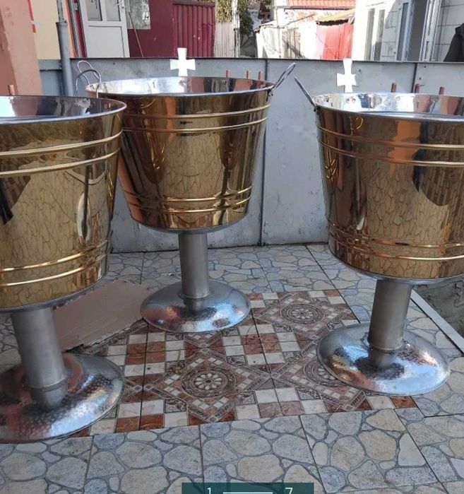 cristelnita de botez de inox auriu