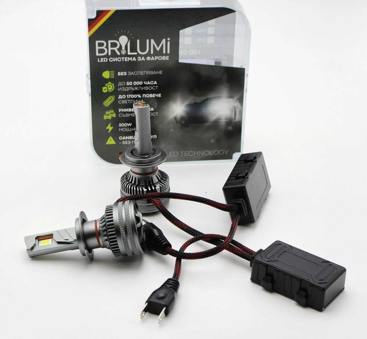 LED крушки за автомобил BRILUMI ZENITH, H7, 200W, 6000K