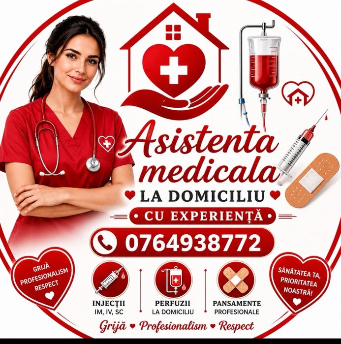 Asistenta medicala cu experienta la domiciliu - perfuzii, injectii, pasamente.