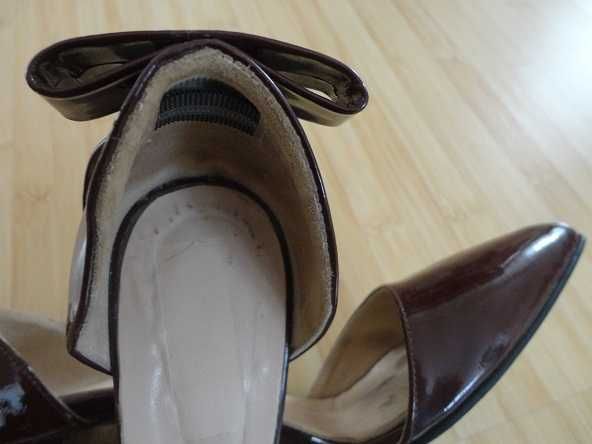 pantofi din piele naturala lacuita grena toc 12 cm, marimea 39