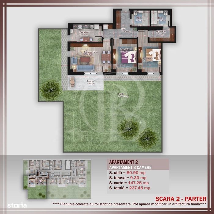 3 camere cu dresing si curte  Titan Pallady Metrou Nicolae Teclu