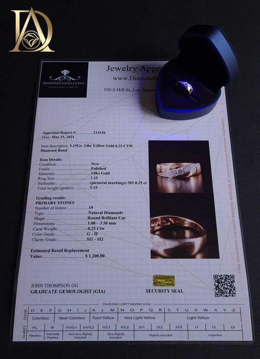 Нов Златен Пръстен с 0.25кт Естествени Брилянти