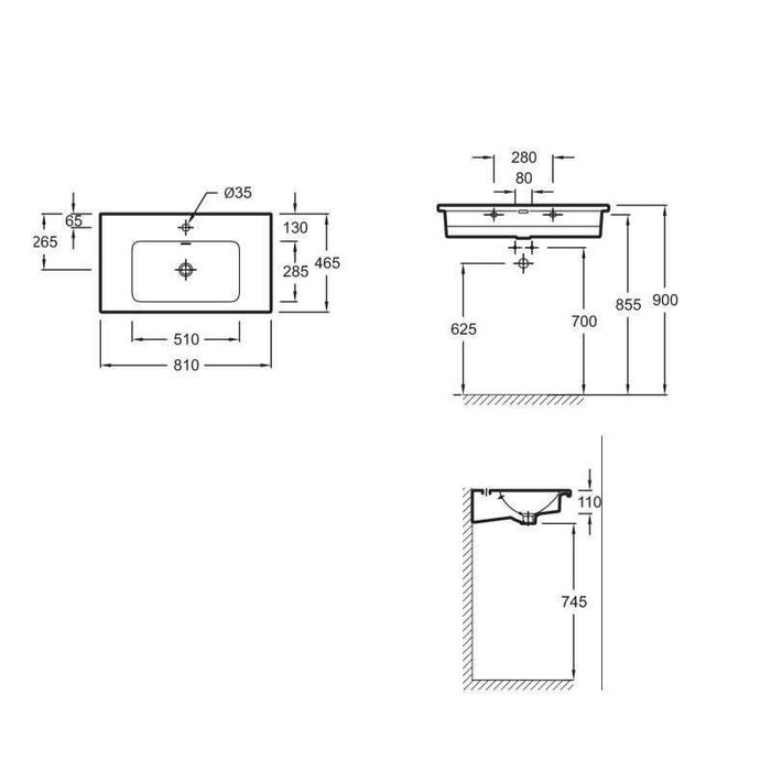 Мивка-плот 81×46.5 см за шкаф с преливник – Jacob Delafon VOX EXAE112