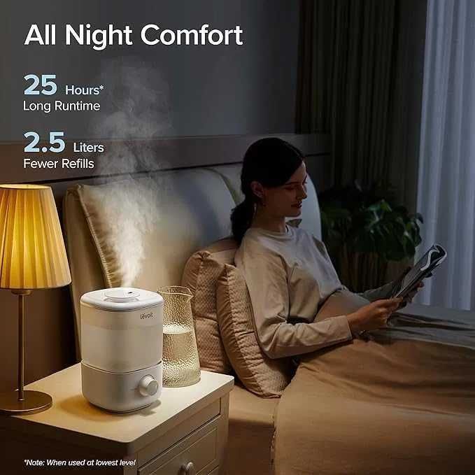 LEVOIT Овлажнители за въздух, резервоар 2,5 л за голяма стая, 28dB